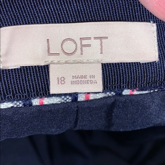 LOFT wrap woven skirt pink, navy & white 18 - Picture 8 of 9